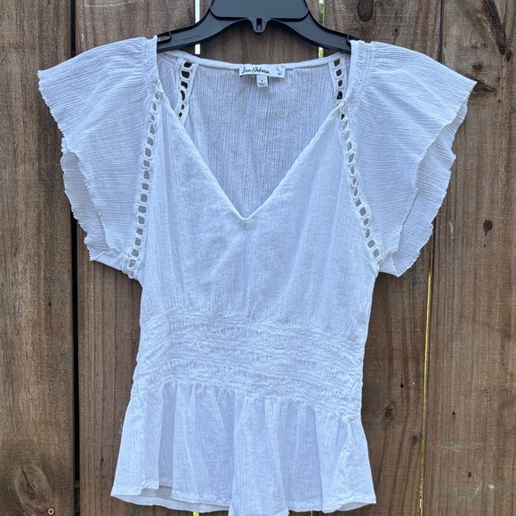 Women’s Small Sam Edelman White Flutter Sleeve Blouse - Picture 1 of 5